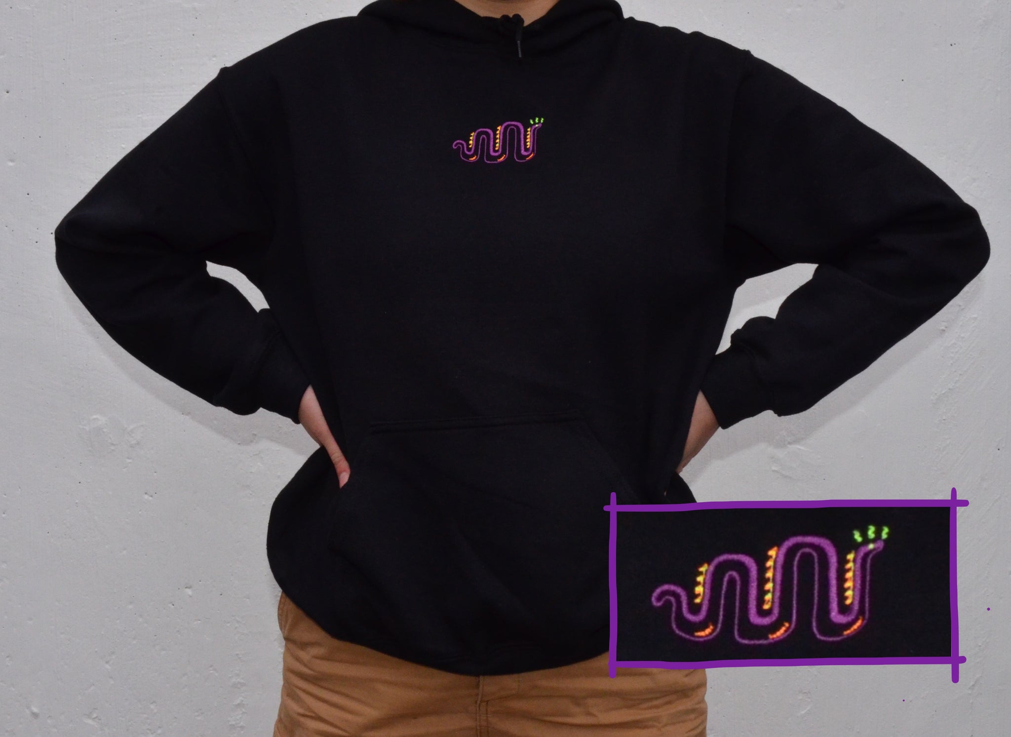 Neon Hoodie Sweatshirt black flaminburritos